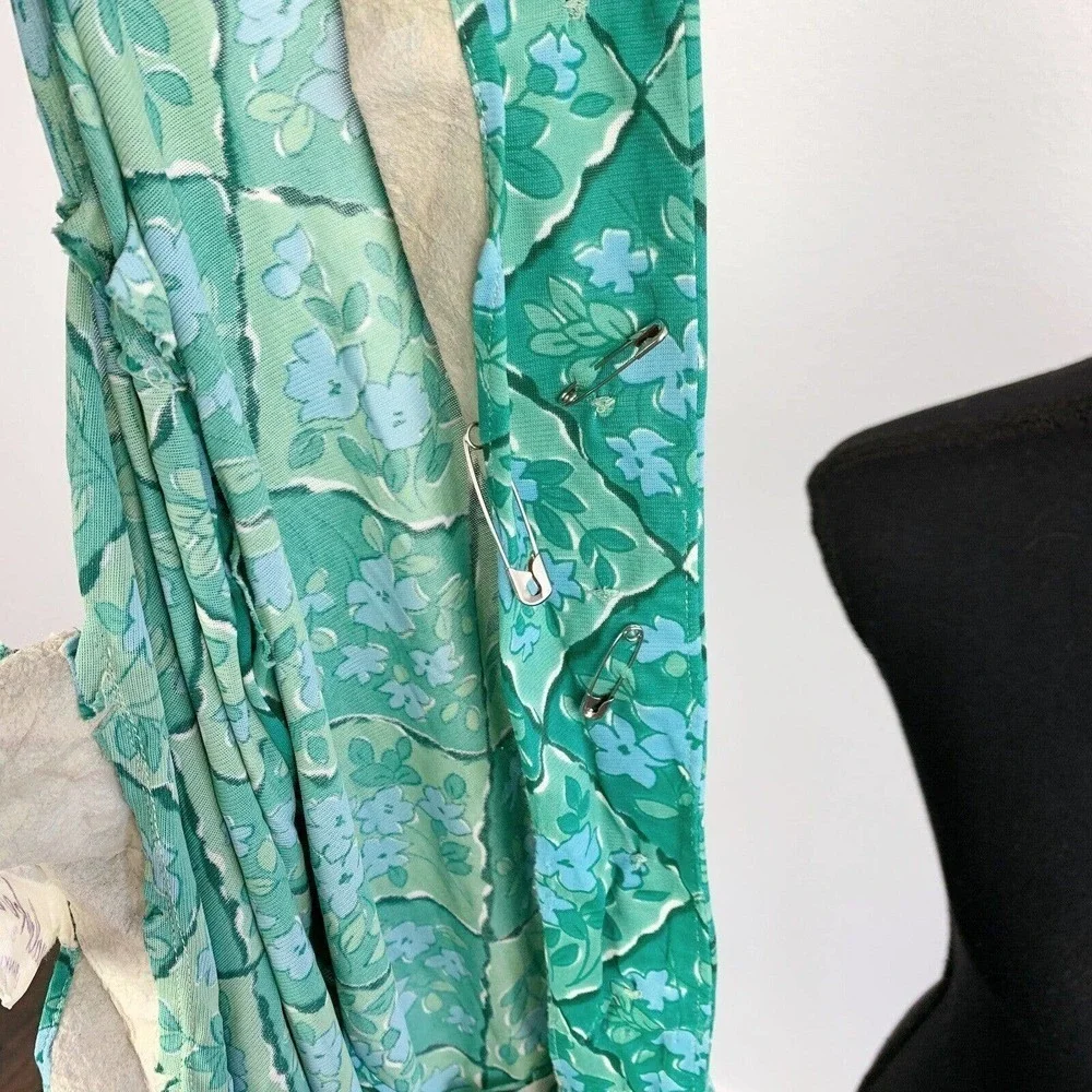 Flaws Vintage 1950s Casualmaker by Sy Frankl Green Floral Dress Bust 34 - Picture 8 of 11